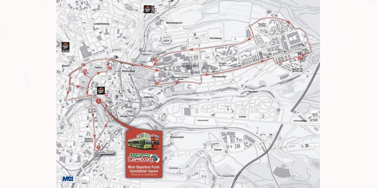 mapa hop-hop-off Luksemburg