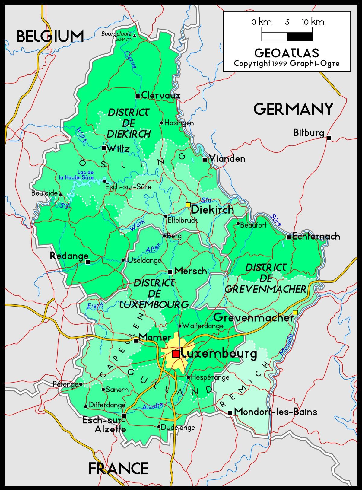 Luksemburg lokalizacja mapie 
