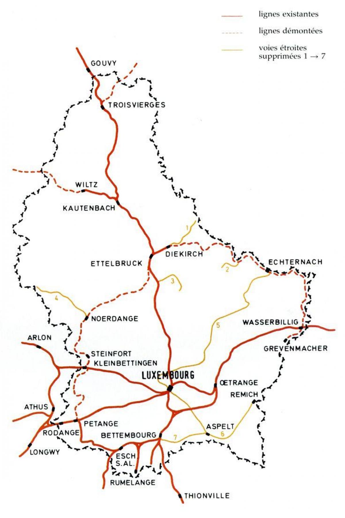 Luksemburg kolejowych mapie