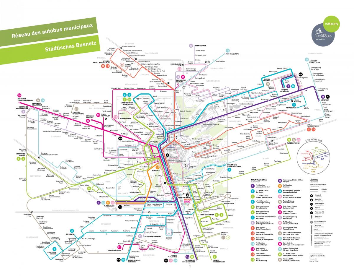 Luksemburg mapa linii autobusowych