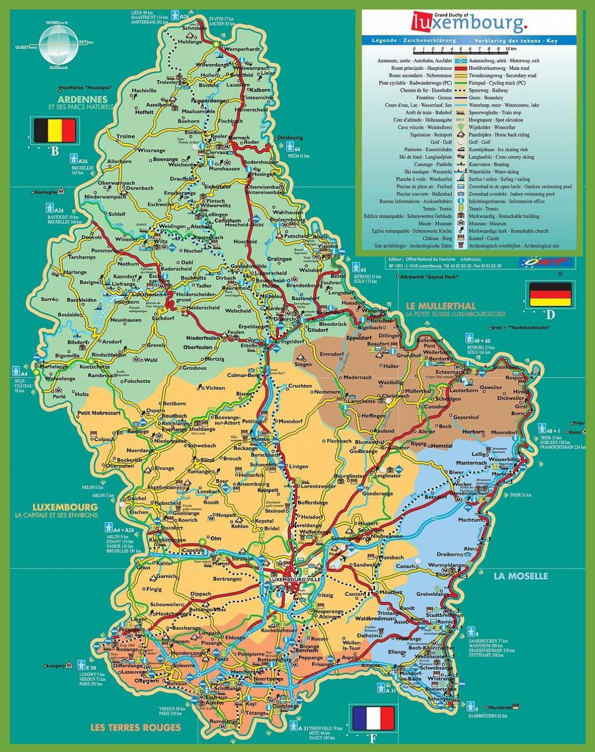 Miasto Luksemburg turystyczną mapę