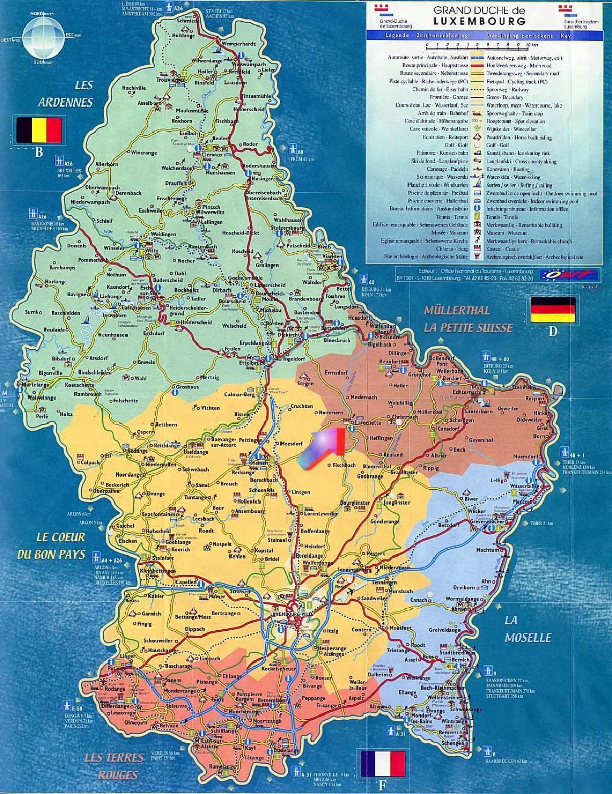 mapa Luksemburga zabytki mapa 
