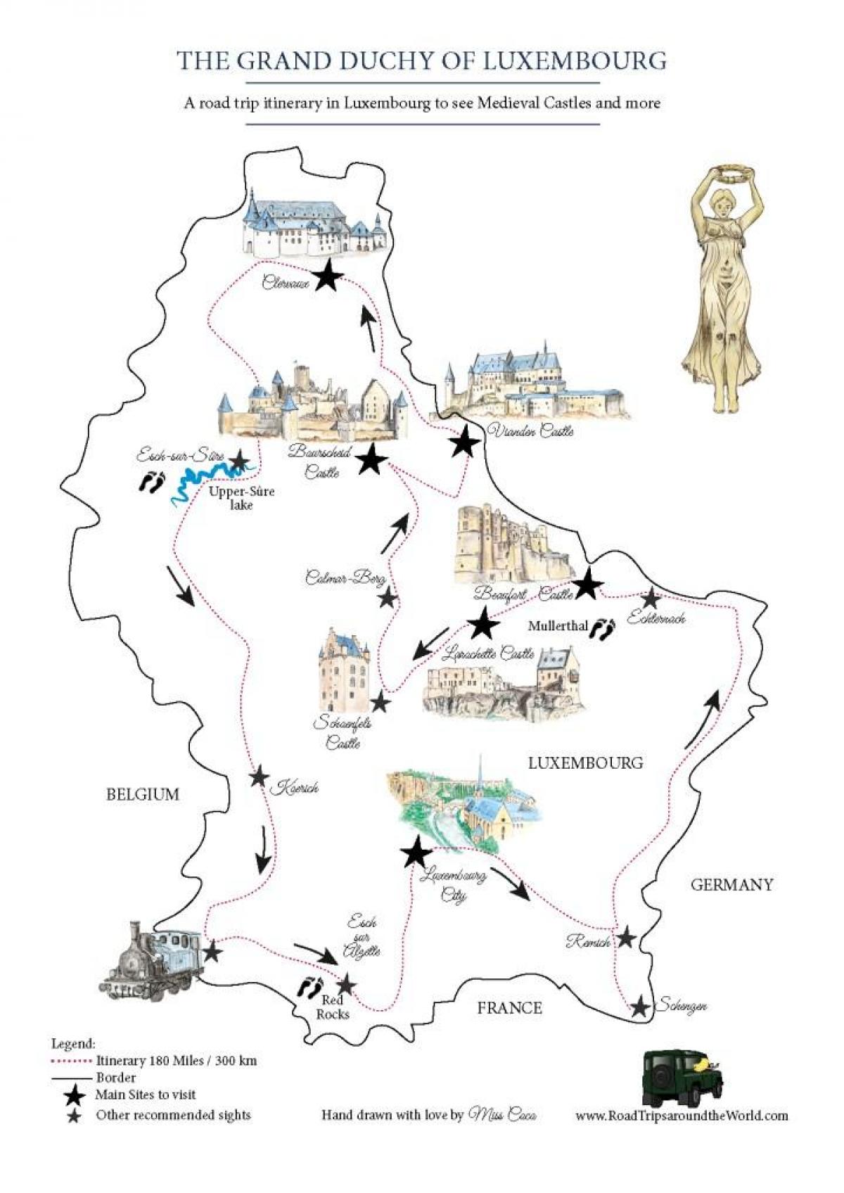mapa Luksemburga zamki