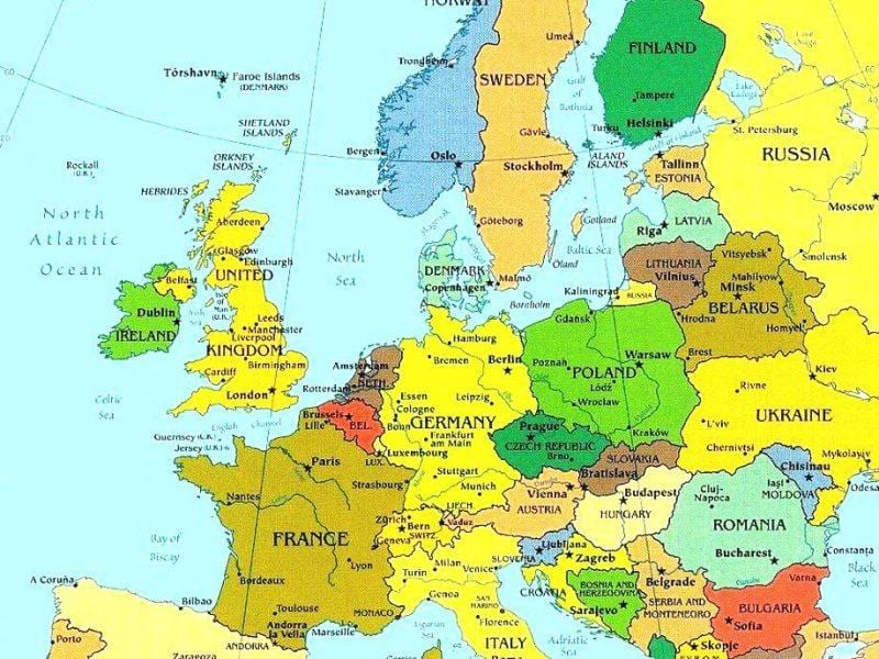 mapa Luksemburga i innych krajów